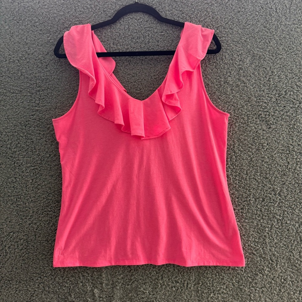 Lilly Pulitzer Pink Ruffle V-Neck Tank Top